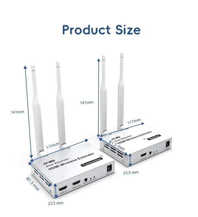 VIKEFON%204K%20200M/300M%205.8GHz%20Wireless%20HDMI%20Transmitter%20Receiver%20Extender%201%20TX-4%20RX%20Audio%20Video%20Extender%20HDMI%20Loop-Out%20For%20TV%20Box%20-%20Image%206