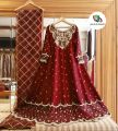 Embroidered Dress – Border Embroidery With Handwork Long Maxi -- Heavy Neck -- Full Emb Dupatta 3Piece -- Designer Maxi -- Women And Girls. 