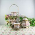 14 pieces Important Quality Tea Set With Metal stand. 