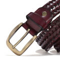 Men Genuine Leather Braided Belts Webbing High Quality Braided Vintage Belt for Men Gold Pin Buckle Casual for Jeans Strap. 