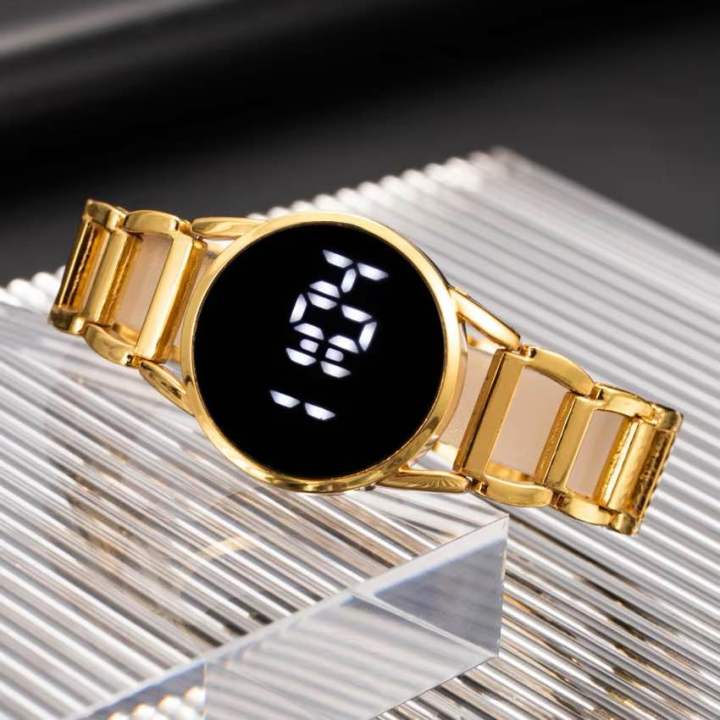 Luxury%20women%E2%80%99s%20stainless%20Steel%20Strap%20Round%20Screen%20Novelty%20Snap%20Bracelet%20Watch%20Metal%20Band%20Touch%20Screen%20Digital%20Electronic%20Watch%20-%20Image%206