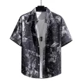 Men and Women's Short-Sleeved Printed Shirt, Casual Beach Clothes, Personality Thin Couple Tops, New. 