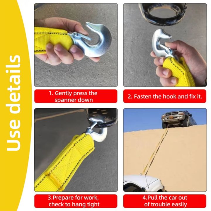 3M/4M Durable Car Tow Cable 3Ton/5Ton Heavy Duty Trailer Rope with ...