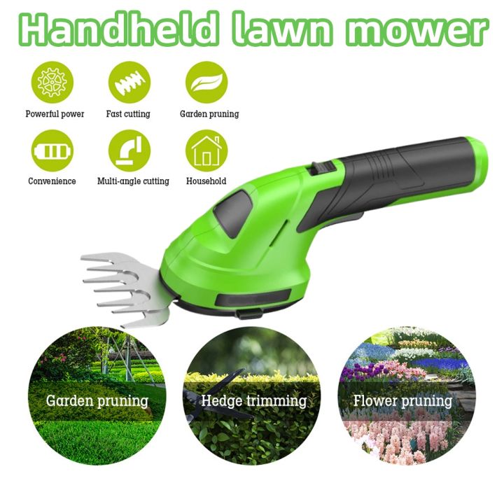 HIPPCRON 2 in 1 Portable Hedge Trimmer Cordless Handheld Mower Home Garden Rechargeable Mower An  for Husband and Father