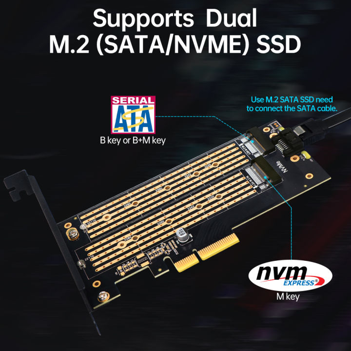 JEYI%20SK6%20M.2%20Dual%20M.2%20PCIE%204.0%20Adapter%20for%20NVMe%20/%20NGFF%20SSD,%20NVME%20(m%20Key)%20and%20SATA%20(b%20Key)%20SSD%20to%20PCIe%20x4%20X8%20X16%20Slot%20-%20Image%203