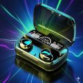 M10 TWS Earphones - 9D Stereo, LED Digital Display, Touch Control, CVC 8.0 Noise Reduction Technology with 2000mAh Mini Power Bank Charging Box - Bluetooth Headphones. 