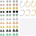 Fake Eyebrow Ring Fake Lip Labret Studs Replacement Balls Spike with 100pcs Sticker Non-Piercing Body Jewelry Fake Skin Piercing. 