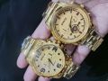 4PCS/MENS WEDDING WATCH DEAL TOP FASHION GOLEN HIGH QUAILITY CASUAL WATCH +CUBAN LOINK CHAIN BRACLET +LOCKET+RING FOR MEN /BOYS. 
