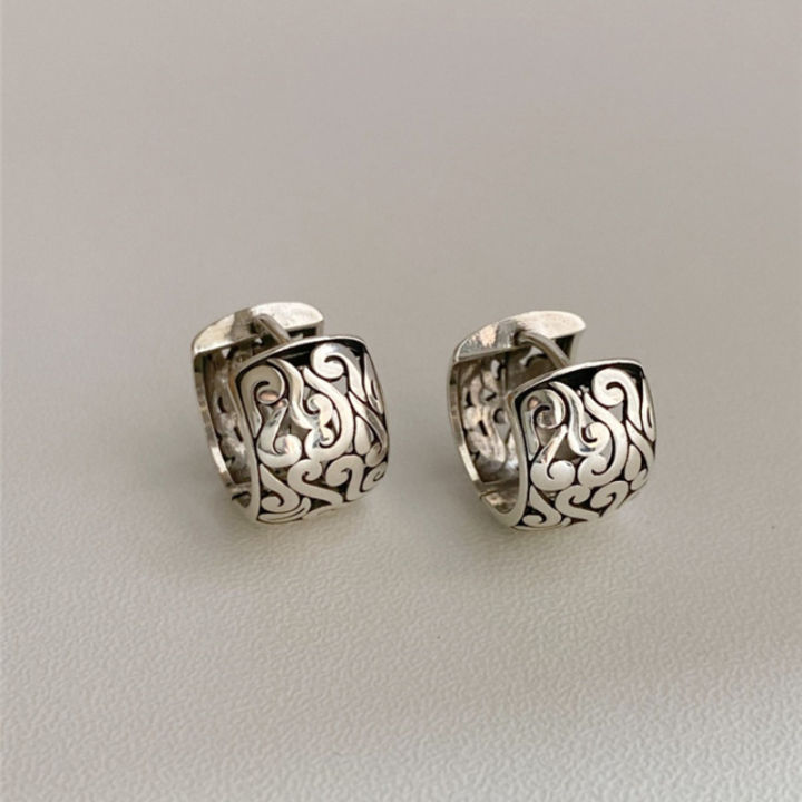 925 Sterling Silver Lucky Character Hollowed Out Cloud Earring for Women Ethnic Retro Jewelry