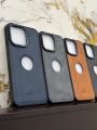 Luxury Leather Case with Apple Logo Cutout for iPhone 15/14/13/12/11 Pro Max. 