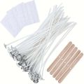 50pcs Candle Wick Making Kit, with 5pcs Candle Wick Holder and 60pcs Glue Point, Suitable for Soybean Beeswax Make Candles.