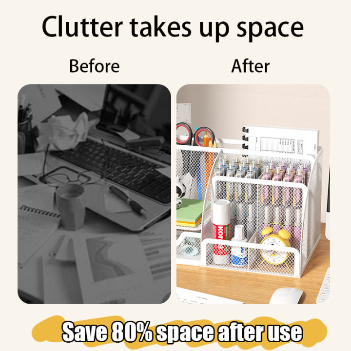 Mesh%20Pen%20Holder%20and%20Organizer%20Office%20Supplies%20with%207%20Compartments,%20Desktop%20Organizer%20with%20Drawer,%20Metal%20Pen%20Holder%20for%20Desk%20-%20Image%202