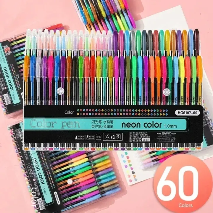12-60Pcs%20Metallic%20Glitter%20Colors%20Gel%20Pens%20100%20Colored%20Refills%20Rod%20Stationery%20Highlighter%20School%20Coloring%20Drawing%20Art%20Markers%20-%20Image%206
