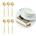 6Pcs Matte Stainless Steel Teaspoon For Dessert Ice Cream Stirring Coffee Small Spoons Kitchen Accessories Mini Gold Spoon Set. 