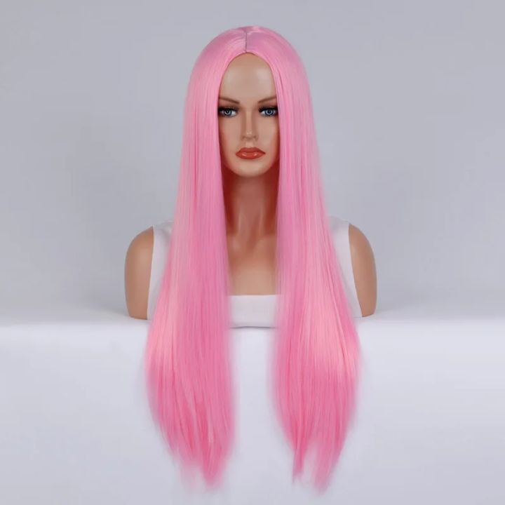 Synthetic%20Pink%20Long%20Straight%20Wig%20Middle%20Part%20Silky%20Soft%20Fashion%20Cosplay%20Party%20Costume%20Lolita%20Heat%20Resistant%20Daily%20Use%20-%20Image%205