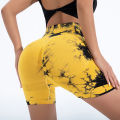 High Waist Butt Lift Shorts Women Seamless Tie Dye Shorts Gym Workout Running High Elastic Fashion Knit Slim Three Point Pants. 