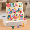 New Baby Montessori Geometric Shape Cognition Game Children Learning Toys Kids Creative 3D Puzzles Board Wooden Educational Toy. 