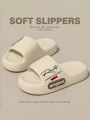 Unisex Couple Style Spring and Summer Eva Soft Thick-Soled Ultra-Comfortable Letter-Printed Indoor Bathroom Outdoor Vacation Casual Versatile Slide Slippers.