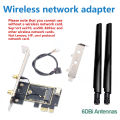 M.2 To PCI Express Wireless Adapter Converter with 2x 6DBi Antenna For NGFF M.2 WiFi Bluetooth Card AX210 AX200. 