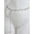 Fashionable Heart-Shaped Rhinestone Waist Chain Metal Belt For Women.
