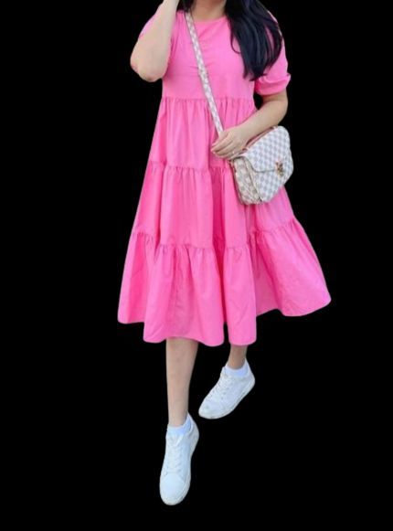 Ladies%20Casual%20Frocks/Women's%20Fashionable%20Pink%20Dresses%20-%20Image%204
