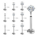 3 PCS ASTM-F136 G23 Titanium Steel Labret Lip Piercing Men Women Round CZ Crystal Ear Cartilage Helix Piercings 6/8/10MM. 