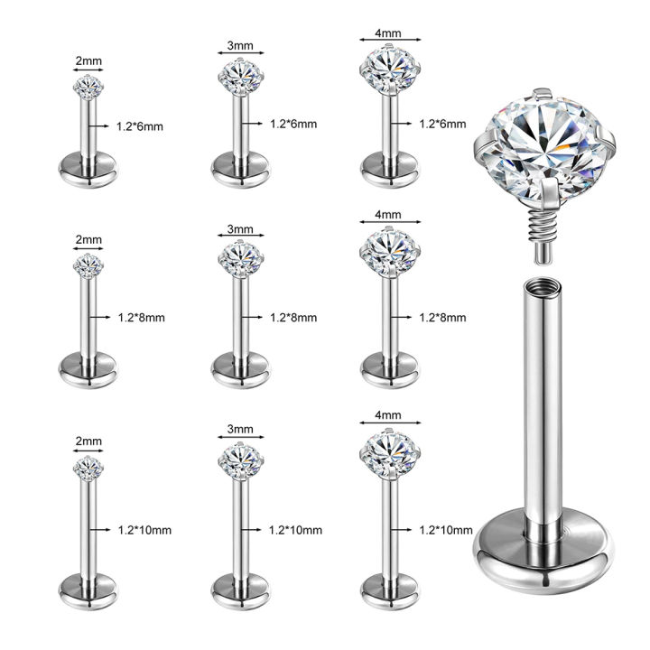 3%20PCS%20ASTM-F136%20G23%20Titanium%20Steel%20Labret%20Lip%20Piercing%20Men%20Women%20Round%20CZ%20Crystal%20Ear%20Cartilage%20Helix%20Piercings%206/8/10MM%20-%20Image%202