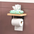 Creative solid wood tissue holder for bathroom storage, wall mounted toilet, hotel non perforated mobile phone roll paper holder. 