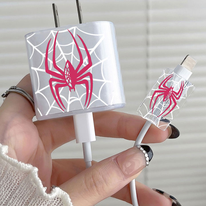 1Set Charger Spider Case For IPhone 18W 20W Transparent Data Wire Winder Cable Protectors Port Breakproof Protectio