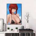 1PC Sexy Girl Makima Chainsaw Man Poster Self-adhesive Art Waterproof Paper Sticker Coffee House Bar Room Wall Decor. 