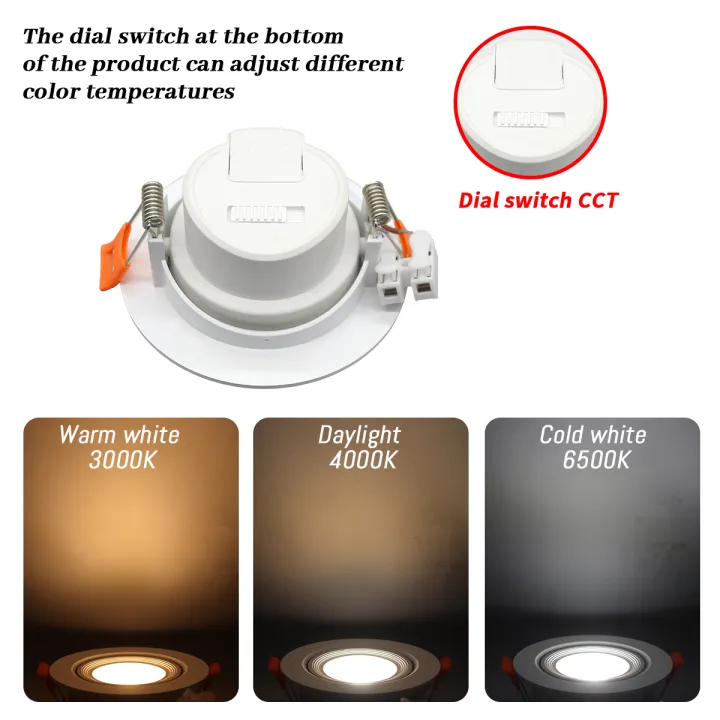1-10pcs%20LED%20Change%20Color%203%20CCT%203000K%204000K%206000K%20LED%20Ceiling%20Spotlight%20Embedded%20Light%207W%20AC%20110V%20220V%20Adjust%2090&deg;%20Lighting%20Spot%20-%20Image%204