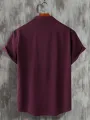 Summer Fashion Men's Short Sleeve Button Down Henley Shirts Casual Solid Beach Shirt. 