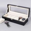 6 Grids Watch Box PU Leather Watch Display Case Storage Box Organizer Watch Jewelry Display Box Gifts For Men/Women Unique Gifts. 