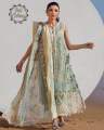 Crimsonn 3Pcs Chickenkari Embroidered Suit with Organza Embroidered Dupatta & Lawn Trouser. 