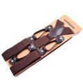 Vintage Suspenders Men Women Adult Leather Trimmed Button End Y Back Adjustable Elastic Trouser Braces Straps Belt Wedding Party.