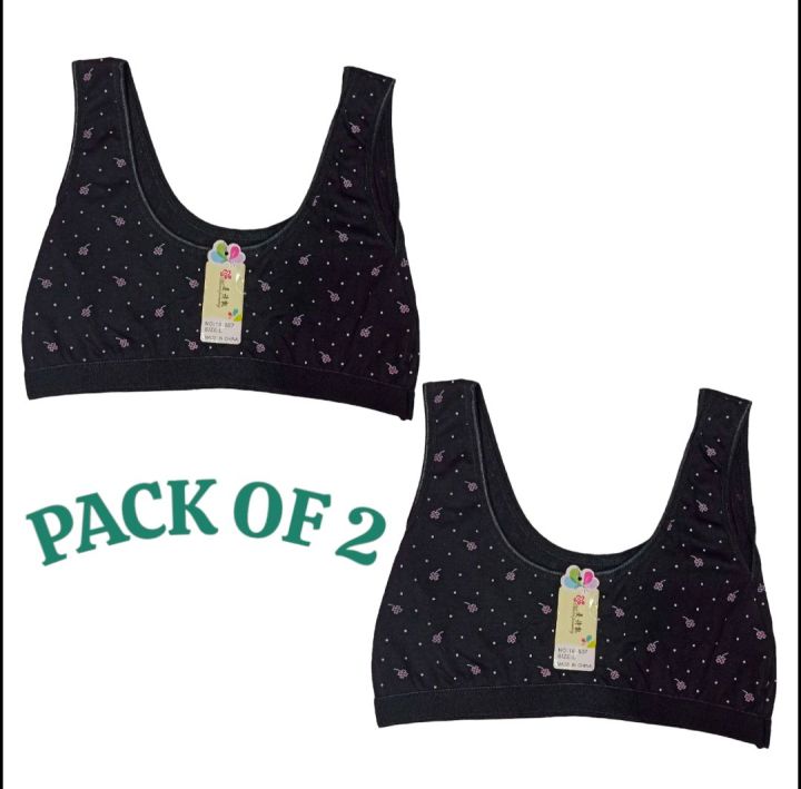 Pack of 2 - Training Bra for Teanage Girls (10- 18 Yrs)- Breathable - Strachable Bidies- 100% Orignal Product for Girls - Non Padded Non Wired....