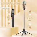 Send from Thailand selfie stick p220tk 2.2m wireless selfie stick tripod. Foldable with rechargeable Bluetooth remote. can use action camera go. 
