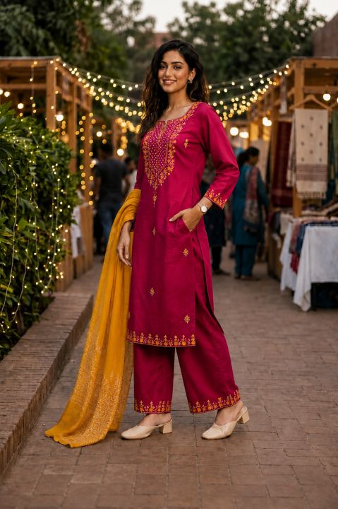 Stylish Fashion Kurti Set For girls | For Women | Pure Cotton | Kurti | Surawal | Shawl