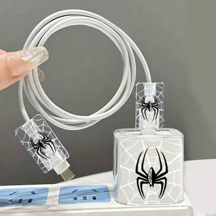 3-Piece%20set%20Charger%20Spider%20Case%20For%20Apple%20IPhone%2018W%2020W%20Transparent%20Data%20Wire%20Winder%20Cable%20Protectors%20Port%20Breakproof%20Protectio%20-%20Image%202