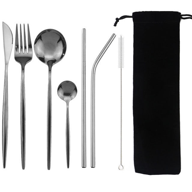 8Pcs/set%20Tableware%20Reusable%20Travel%20Cutlery%20Set%20Camp%20Utensils%20Set%20with%20stainless%20steel%20Spoon%20Fork%20Chopsticks%20Straw%20Portable%20case%20-%20Image%205