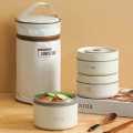 3 pcs Thermos Lunch Box Set Stackable Bento Box For Kids Adults School Picnic Fruit Salad Food Container Insulated Lunch Bag. 