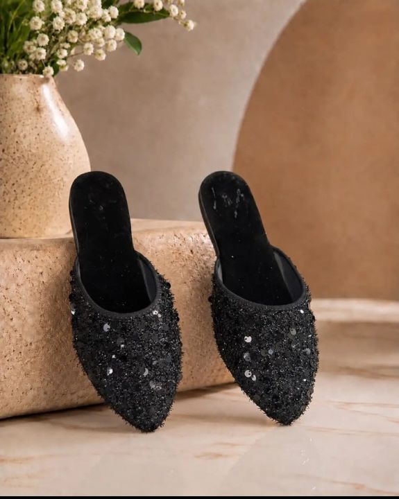 Steppora%20Women%20Sequin%20Mules%20-%20Fancy%20Party%20Wear%20Shoes%20For%20Girls%20-%20Velvet%20Flat%20Slippers%20-%20Wedding%20Khussa%20Style%20Mules%20-%20Image%204