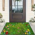 Spring Ylang-Ylang Flower Green Floor Mat for Indoors and Outdoors Welcome Mat for Rural Farmhouse Entrance Anti-Slip Mat. 