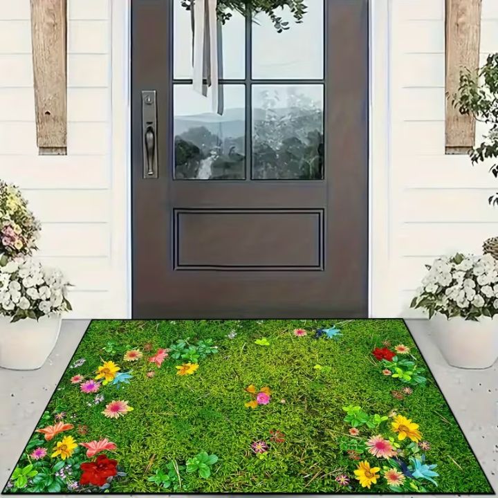 Spring%20Ylang-Ylang%20Flower%20Green%20Floor%20Mat%20for%20Indoors%20and%20Outdoors%20Welcome%20Mat%20for%20Rural%20Farmhouse%20Entrance%20Anti-Slip%20Mat%20-%20Image%202