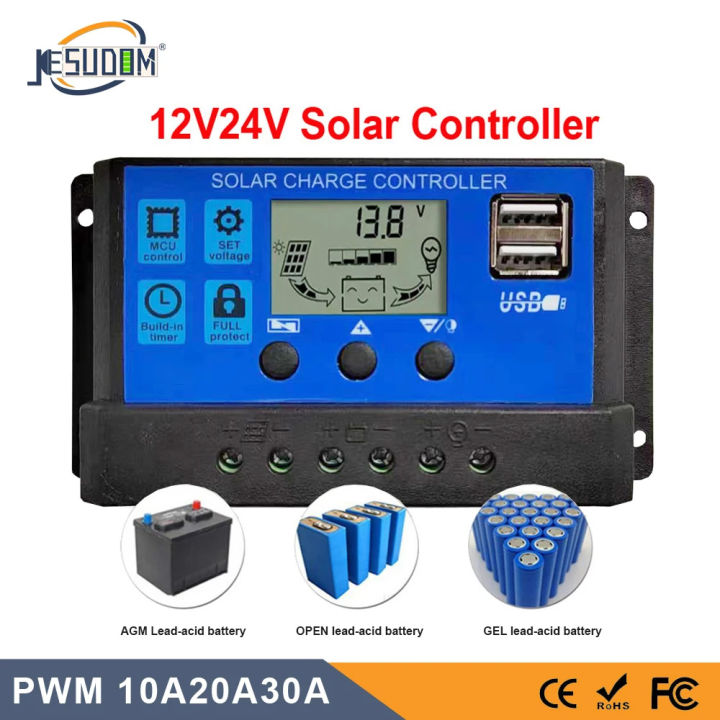 Solar Panel Controller 10A20A30A 12V24V Auto Battery Charge Regulator ...