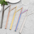 Gold Reusable Straw 304 Stainless Steel Sharp Straw Metal Drinking Straws with Cleaner Brush for Bubble Tea Smoothie Milkshake. 