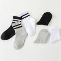 Lawadka 5Pairs/set Boys Girls Socks For Kids White Black Gray Cotton Children's Socks Student Sport Autumn New Sock 2 to 11Years.