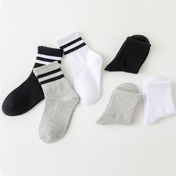 Lawadka%205Pairs/set%20Boys%20Girls%20Socks%20For%20Kids%20White%20Black%20Gray%20Cotton%20Children's%20Socks%20Student%20Sport%20Autumn%20New%20Sock%202%20to%2011Years%20-%20Image%204