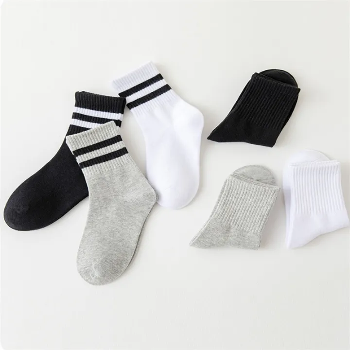 Lawadka%205Pairs/set%20Boys%20Girls%20Socks%20For%20Kids%20White%20Black%20Gray%20Cotton%20Children's%20Socks%20Student%20Sport%20Autumn%20New%20Sock%202%20to%2011Years%20-%20Image%204