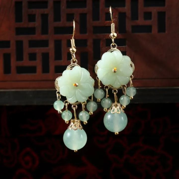 New%20Fashion%20Green%20Jade%20Marrow%20Flowers%20Tassel%20Drop%20Earrings%20for%20Women%20Ethnic%20Style%20Stud%20Earring%20Pretty%20Jewelry%20Gifts%20-%20Image%204